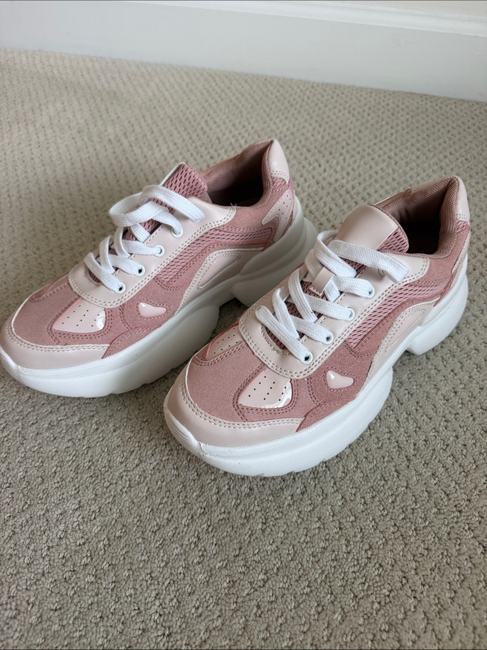 Forever 21 Pink and White Chunky Athletic Sneakers